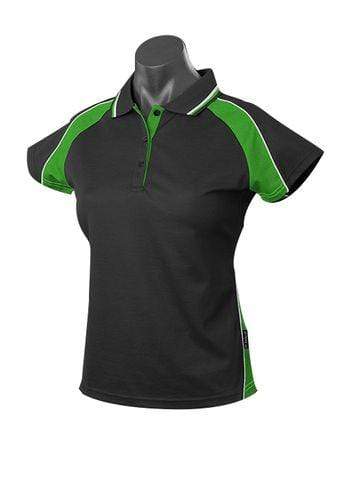 Aussie Pacific Ladie's Panorama Polo Shirt 2309 Casual Wear Aussie Pacific Black/Kawa Green/White 6 